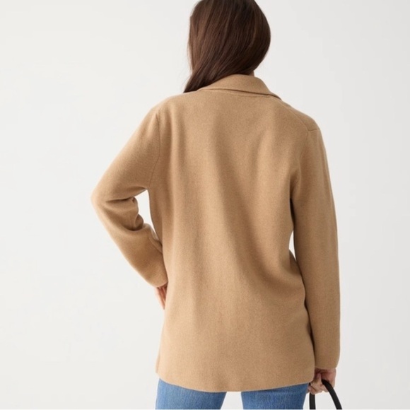J. Crew Cecile Relaxed Sweater Blazer Women's Size Small Wool Knit Camel Tan - Picture 2 of 10